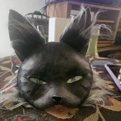 Dark Grey Cat Fox Mask Fursuit Cosplay
