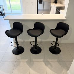 3 Modern Swivel Bar Chairs - Adjustable Height - Excellent Condition - $487 Retail