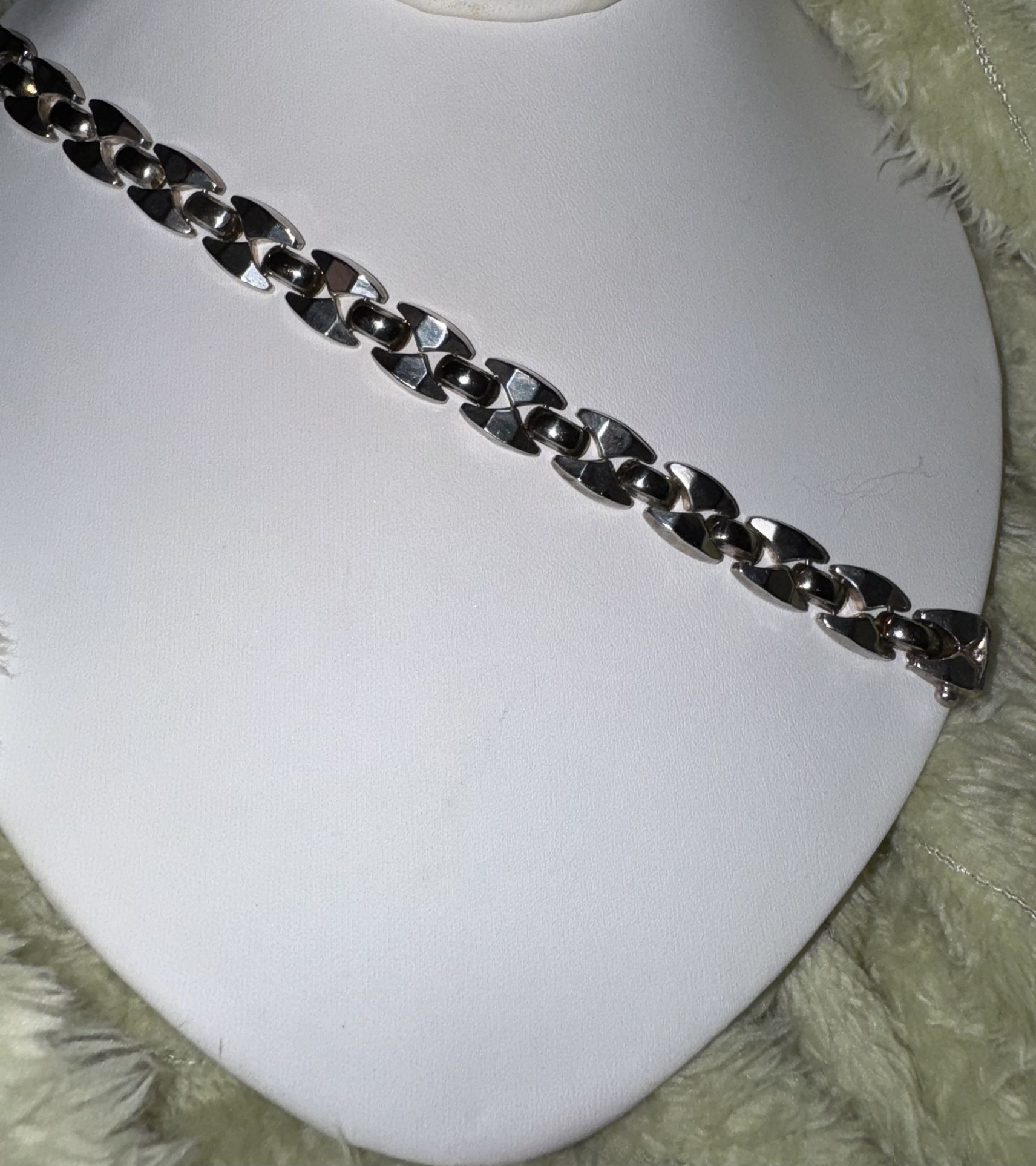 Vintage Sterling Silver Guage Link Bracelet with Safety Clasp