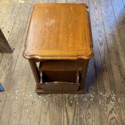 Wooden Table & Magazine Holder 