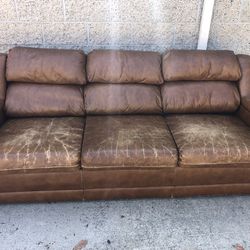 Leather Couch Brown 3 Seater 