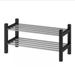SHOE RACK IN BLACK WOOD/STAINLESS STEEL