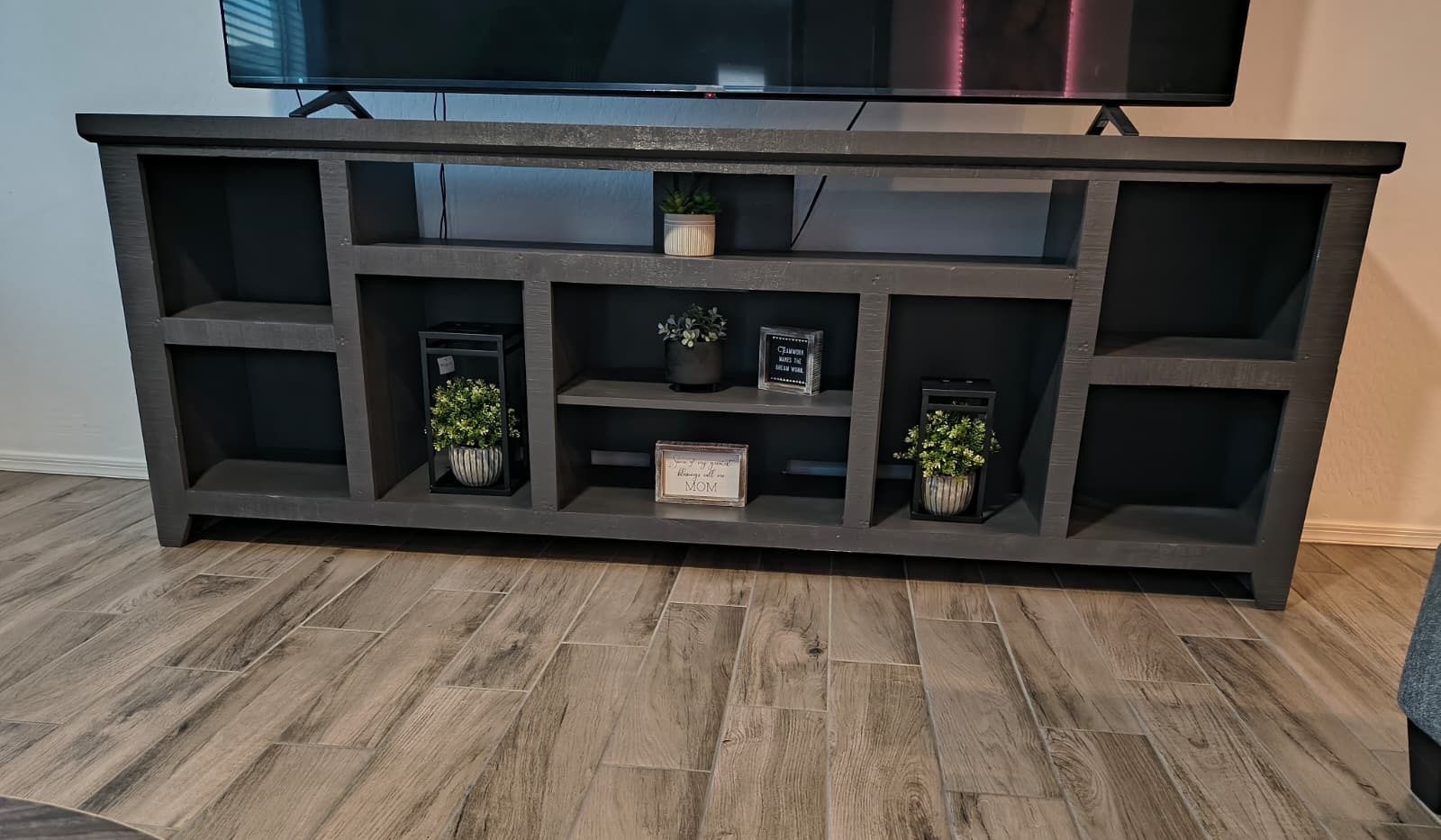 Entertainment Center/console Table/entry Table/ Tv Stand 93”x34”x16 Color Grey