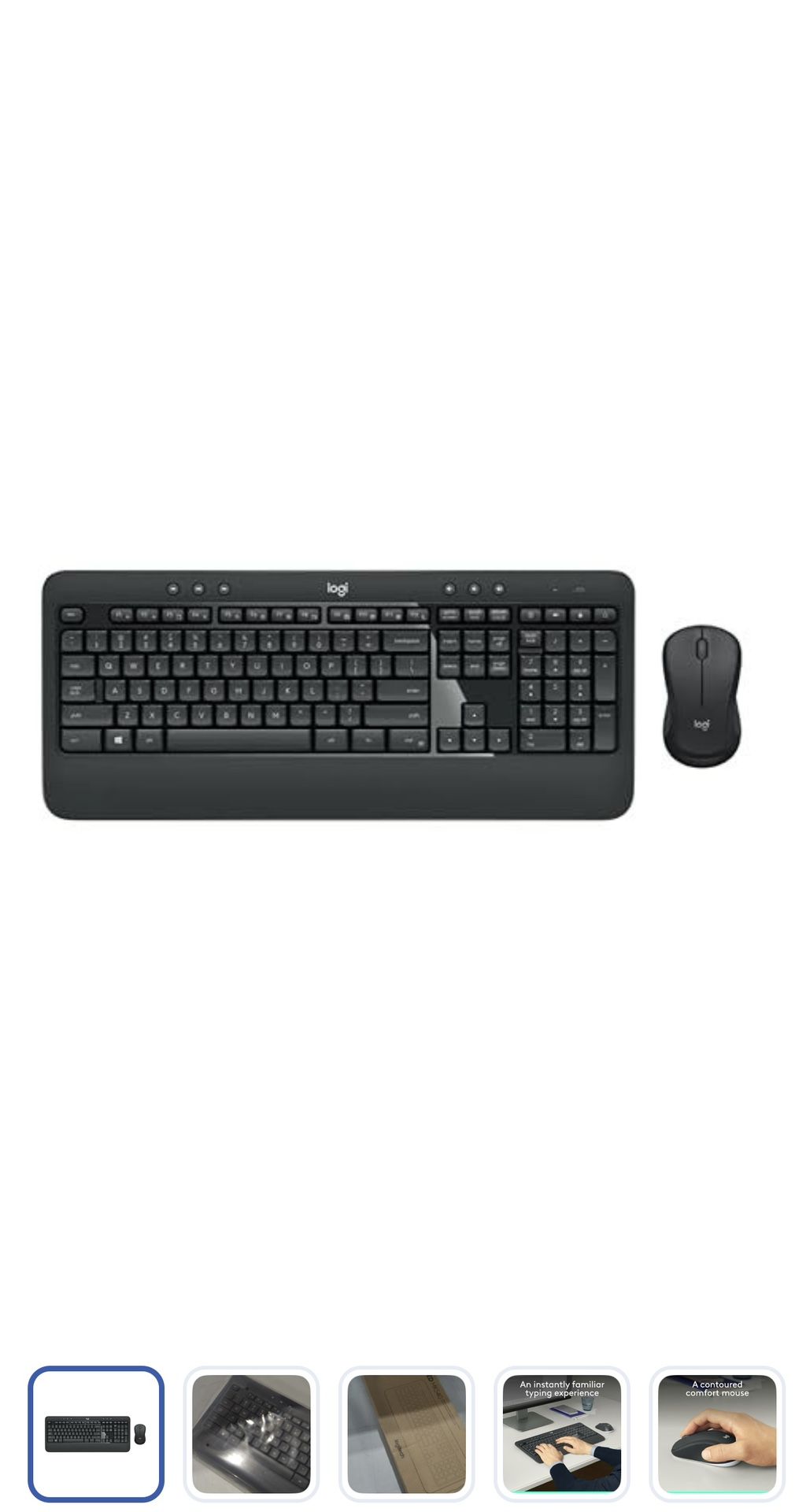 Logitech MK540 Advanced Wireless Keyboard and Mouse Combo for Windows, 2.4 GHz Unifying USB-Receiver, Multimedia Hotkeys, 3-Year Battery Life, for PC,