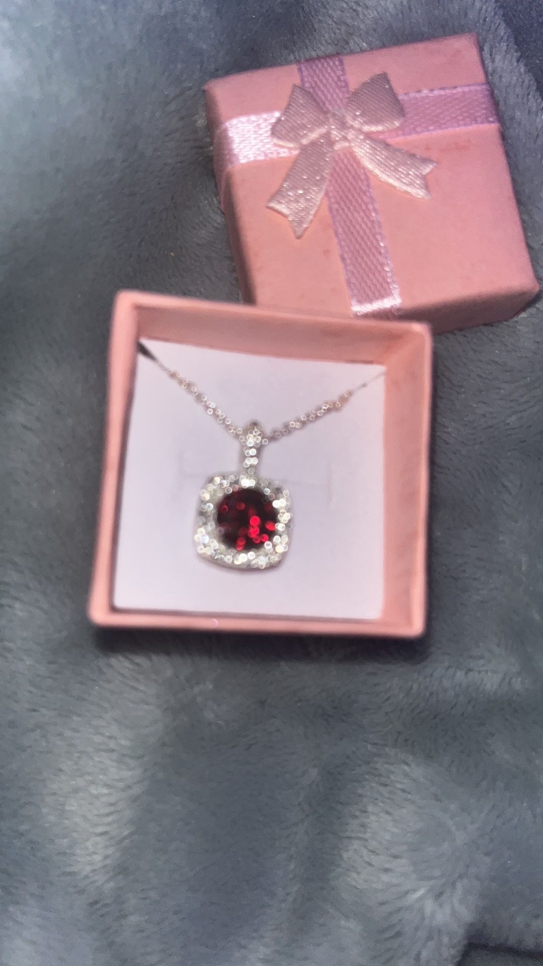 Red Ruby Necklace With Silver Chain
