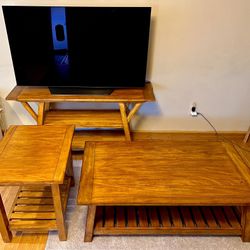 Ethan Allen 3-piece Solid Wood Living Table Set - Mission Shaker Cottage Style