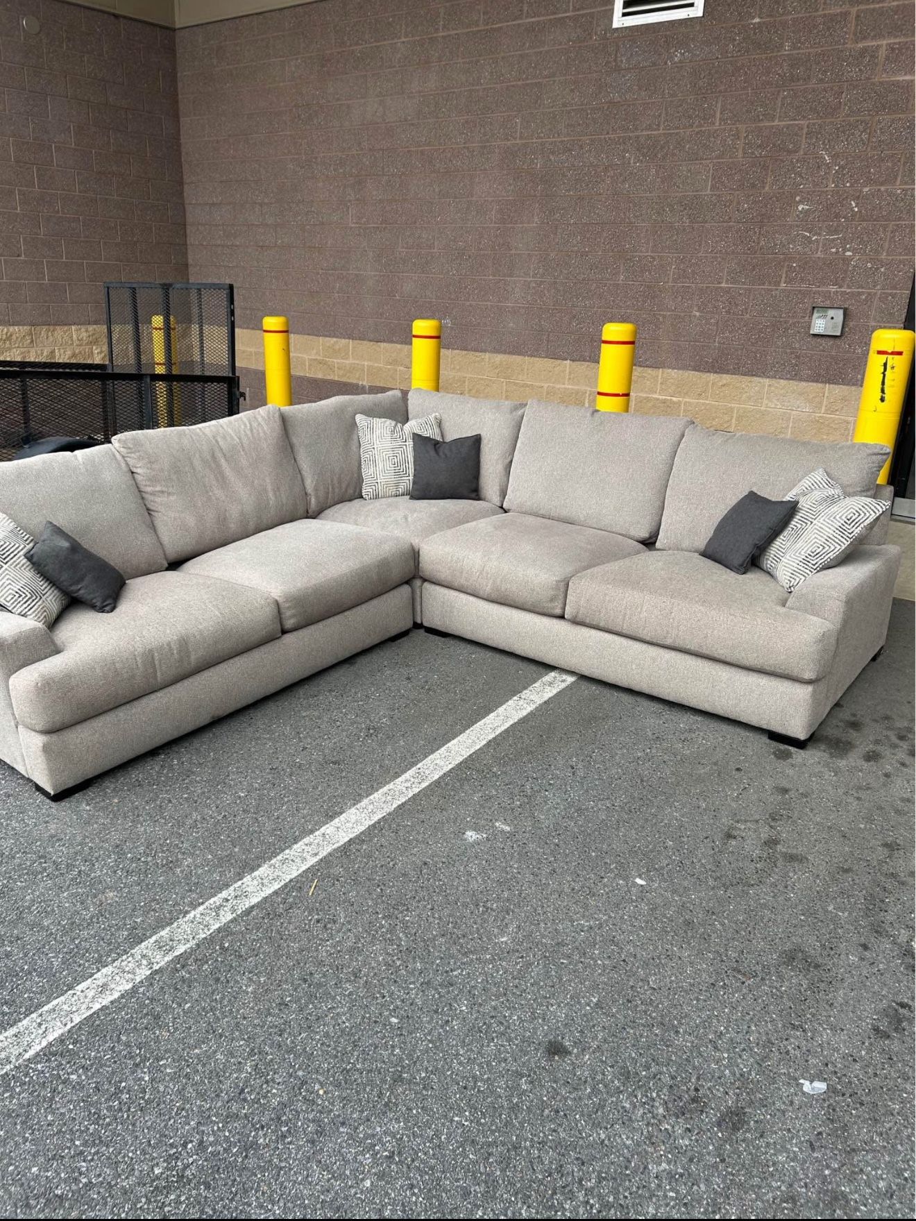 Offering Delivery - Tan L-Shaped Sectional Couch