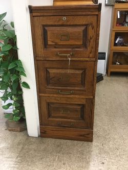 Antique oak filing cabinet