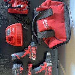Milwaukee Drill Set - 12V & 18V With Batteries And Charger 