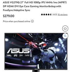 Asus 27 Inch Gaming Monitor (READ DESCRIPTION)