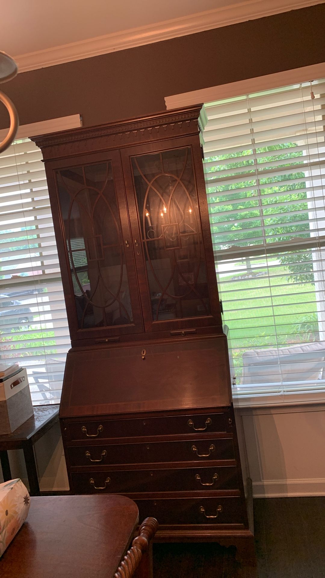 Jasper Cabinet Secretary Desk, Chippendale Style Mahogany