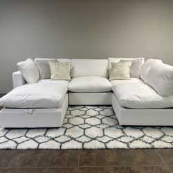 BRAND NEW | Modular Cloud Couch White Sectional Sofa Speakers & Storage Ottoman *FREE DELIVERY!*