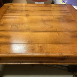 Square Solid Wood Vintage Coffee Table With Wheels Asking $475. Obo 