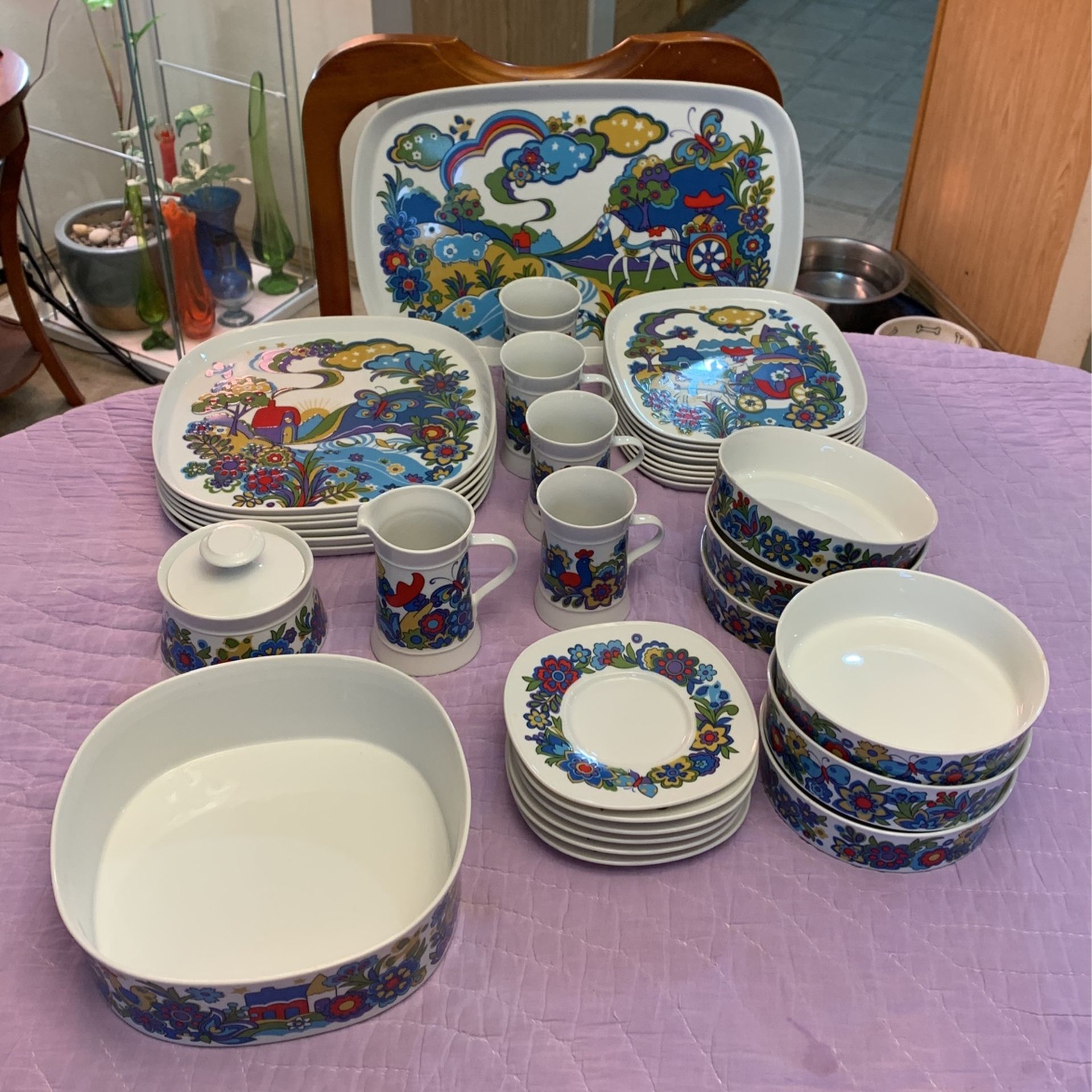 MCM 1960’s Quadrille Sango Japan Market Place 7016/Flower Power Dinner Set