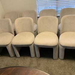 Keanu Wood Upholstered Plush Dining Chairs, Sand Color