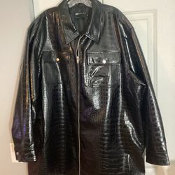 Men’s ASOS Faux Leather Croc Embossed Jacket  Size XXXL
