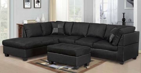 BLACK MICROFIBER SECTIONAL SOFA NEW IN BOX
