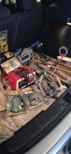 Box full of assorted tools
