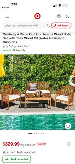 4-Piece Acacia Wood Outdoor Sofa Set