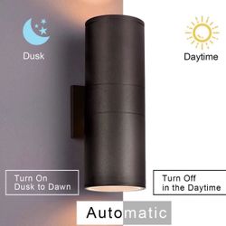 Outdoor Wall Lights Dusk to Dawn Outdoor Lighting Fixtures Wall Mount - 2 Light Bulbs Included, Modern Sconces Wall Lighting- Up Down Exterior Outdoor