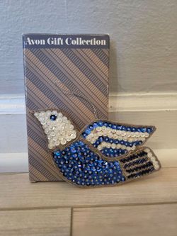 Vintage Avon Gift Collection Blue & Silver/White Sequined Dove Ornament