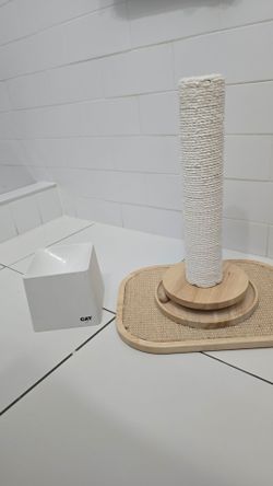 Cat Scratching Post and Bowl