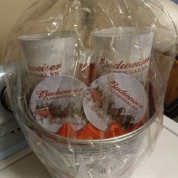 Budweiser Ice Bucket..glasses.& Coasters 