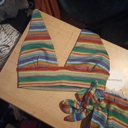 Multi Colored Bikini Top With Matching Skirt