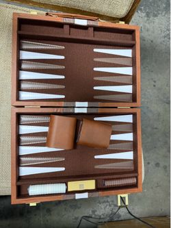 Backgammon Set - Classic Board Game with Premium PU Leather Case & Portable Travel Strategy Backgammon Game Set for Adults, Kids Family Game Night, Va