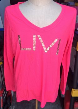 LIVI Active Long‑Sleeve V‑Neck – Hot Pink – Size 14/16