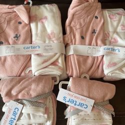 New lot of Carters baby bath towels and washcloths