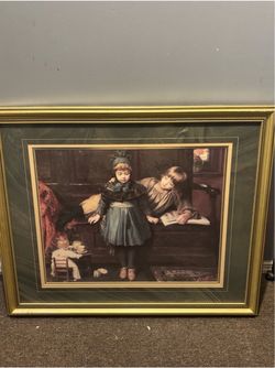 Harriette F.A. Sutcliffe Her New Brown Shoes Oil on Canvas Signed Large Painting
