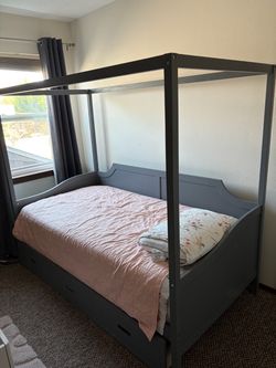 Gray Twin Bedframe with drawer