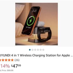 4 in 1 Wireless Charging Station for Apple Devices with Night Light,