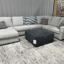 Ashley Linen 3 Piece Sectional Couch With Chaise 