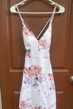 White Floral Spaghetti Strap Mini Dress