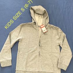 New Kids Fleece Zip-Up Hoodie Cat & Jack Gray  Size S (6-7) (Nuevo)
