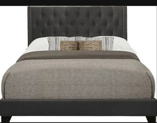 King Dark Gray Light Gray or Beige Upholstered Bed(NEW In A Box)