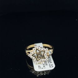 14KT Yellow Gold CZ Quinceañera Star Ring 3.24g Size 6 3/4 179041/6