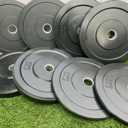 NEW Bumper Plates, Rubber Olympic Weights, Home Gym Weight Set, Folding Squat Rack, Adjustable FID Bench Press, Stall Mats, Rubber Flooring 