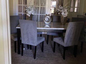 Dining room table 6 chairs and sofa and loveseat