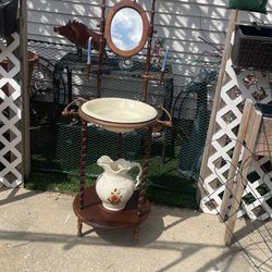 Antique Face Bowl And Stand