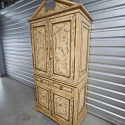 Ornate Painted Wood Armoire, 2 Drawers - Good – Greensboro, NC