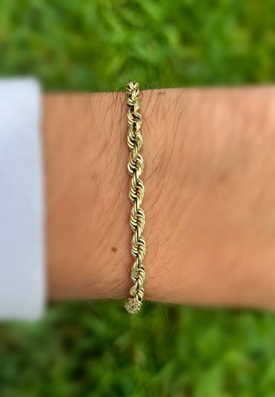 Jewelry 14k solid Yellow Gold Rope link bracelet 8.00” 10.30 grams 4.30mm