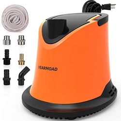 VEARMOAD Auto Pool Cover Pump, 1100 GPH Submersible Water Pump, I Just The Bottom Filter, Adjustable Overheating Protection 6 Hose Adapters,