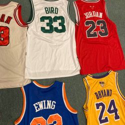 5 Authentic NBA Throw Back Jerseys