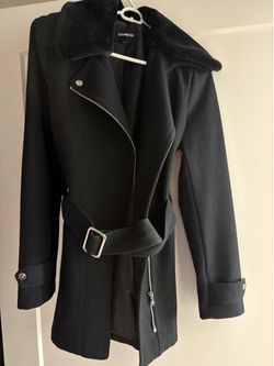Express Women’s Small Black Wool Trench