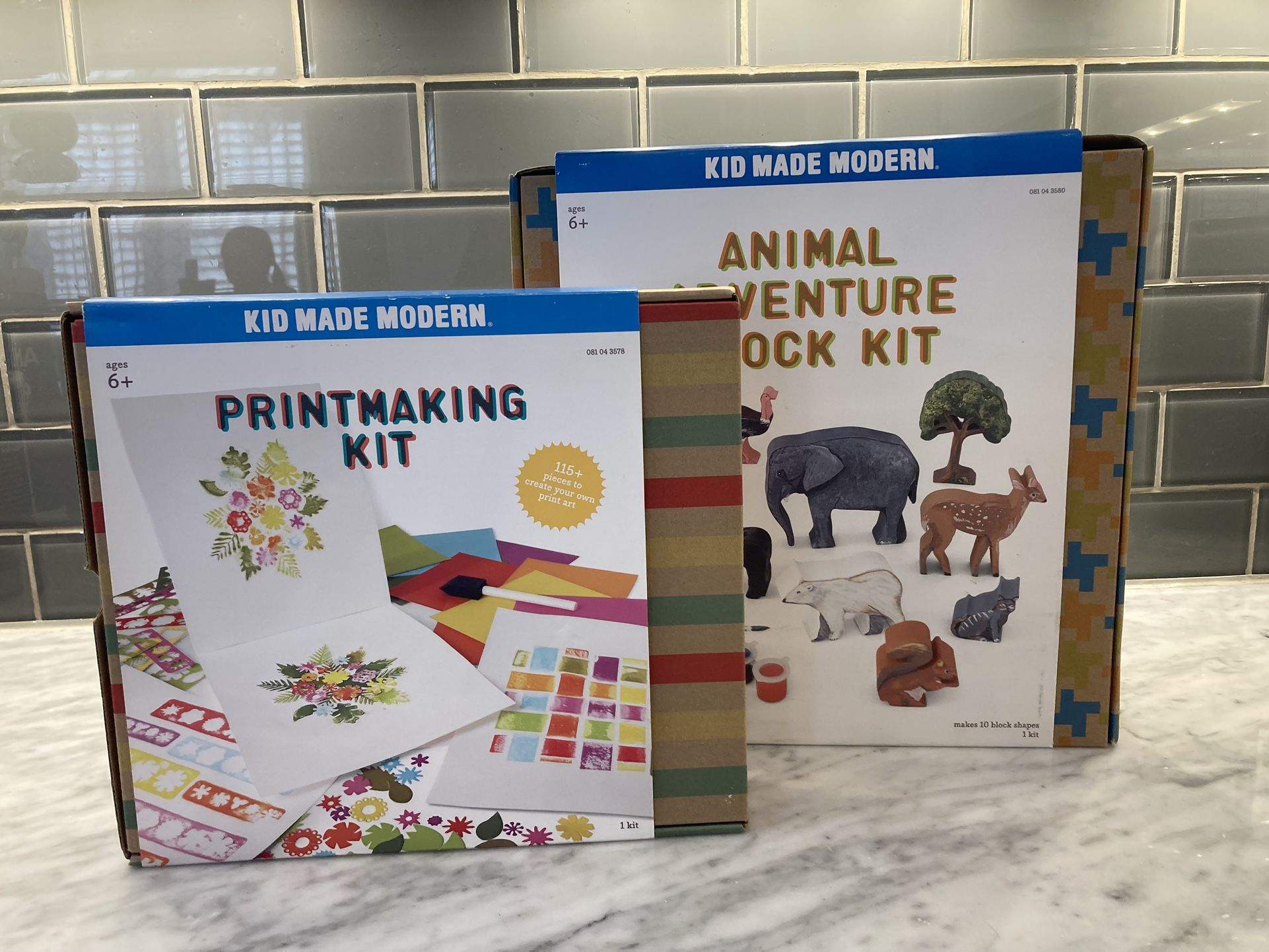 Kid Made Modern Printmaking Kit And Animal Adventure Block Kit