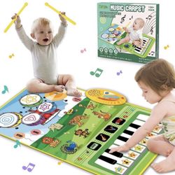 PRAGYM 1 Year Old Girl Birthday Gift, 2 in 1 Baby Musical Toys for 1 Year Old, Toddler Piano & Drum Mat with 2 Sticks as Early Educational Toys, First