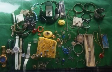 Large lot of jewelry watches nice buffalo horn necklace Cameo ring some silver earrings with stones
